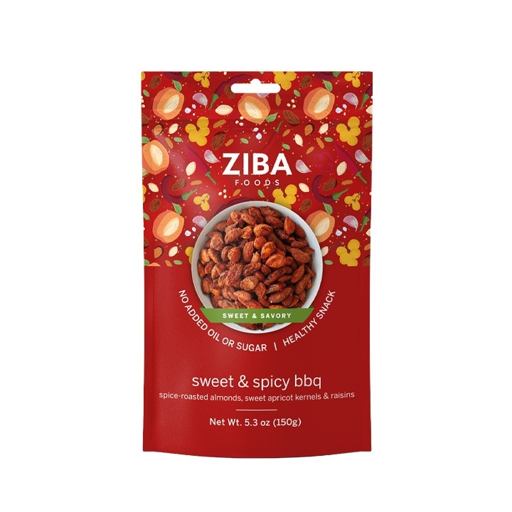 Sweet & Spicy BBQ -Spice Roasted Almonds, Sweet Apricot Kernels & Raisins