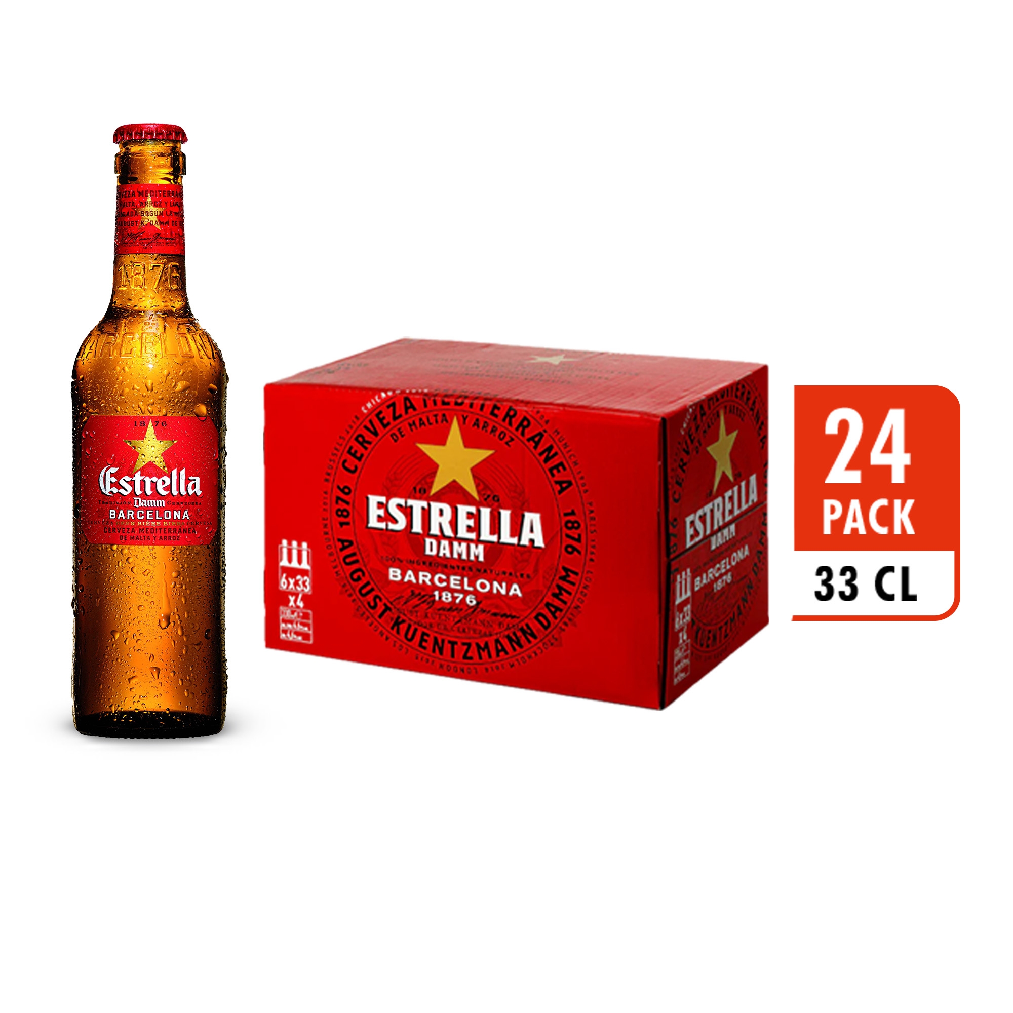 Estrella Damm Beer Bottle 24 x 330ML - Compare prices in UAE