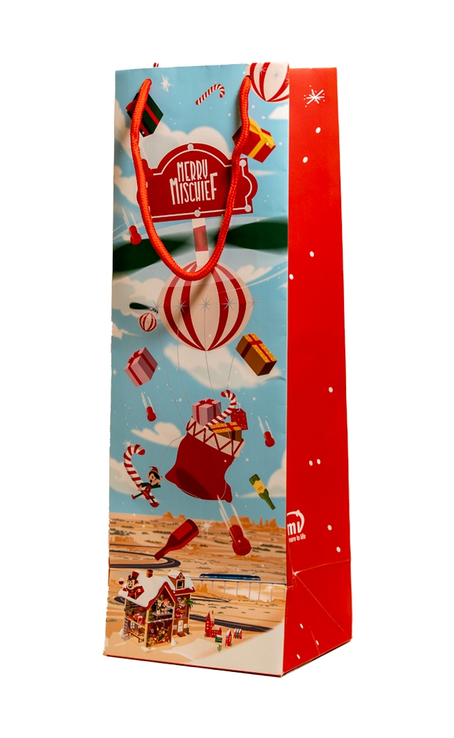 Merry Mischief Festive Gift Bag for 1 Bottle