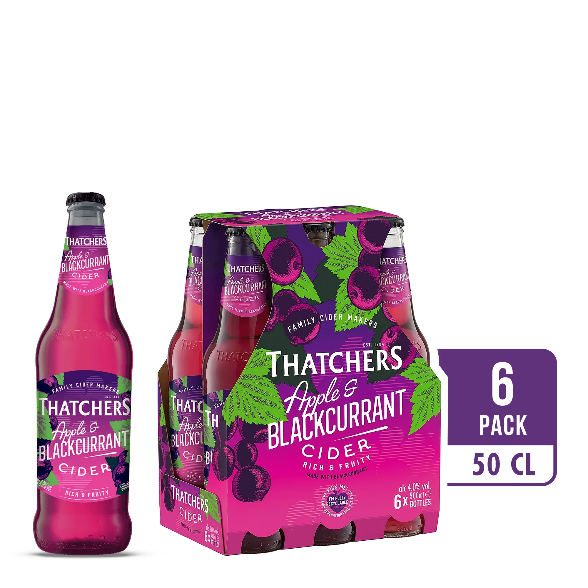 Thatchers Apple & Blackcurrant 6 x 50CL Bottle