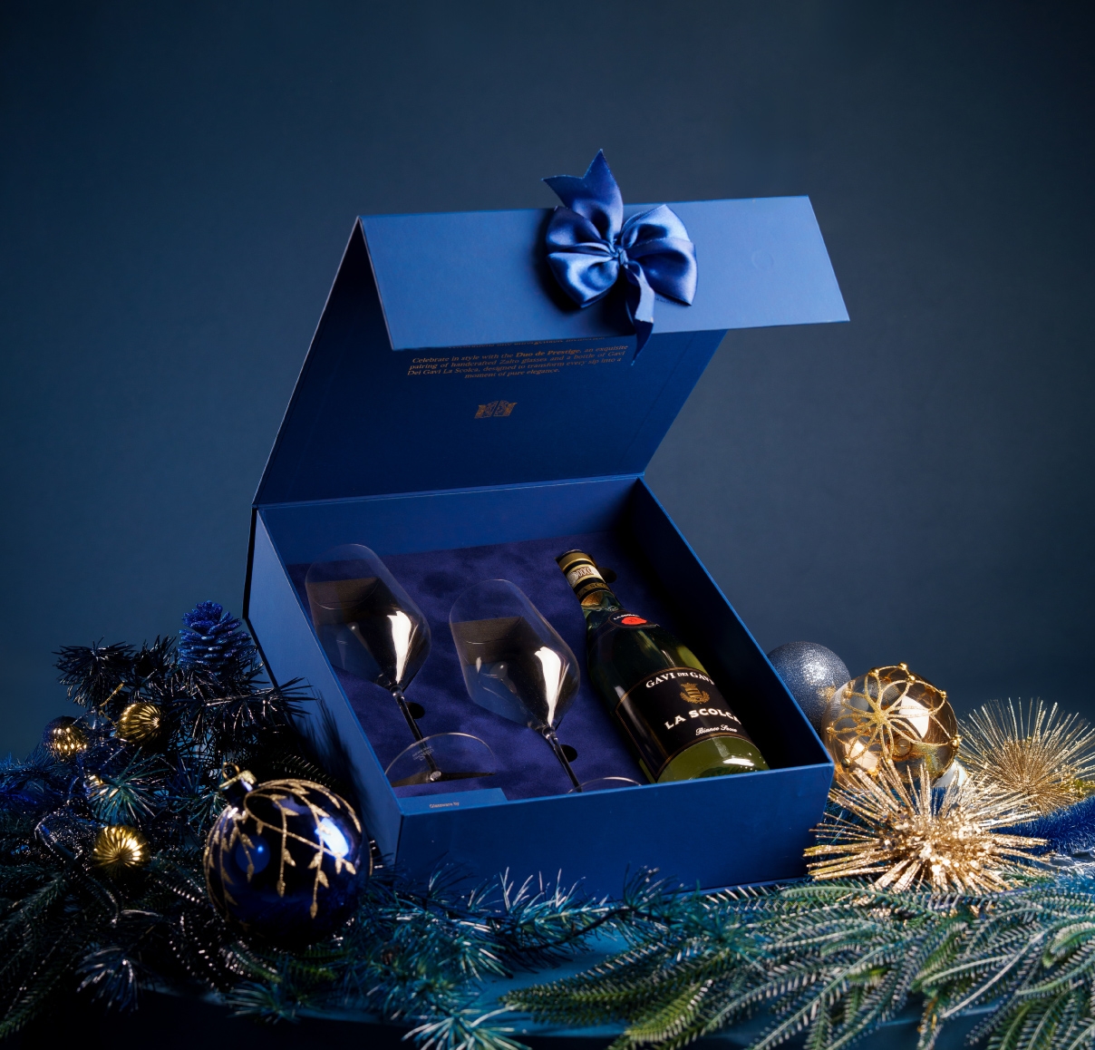 Duo de Prestige -White Wine & Glassware Gift