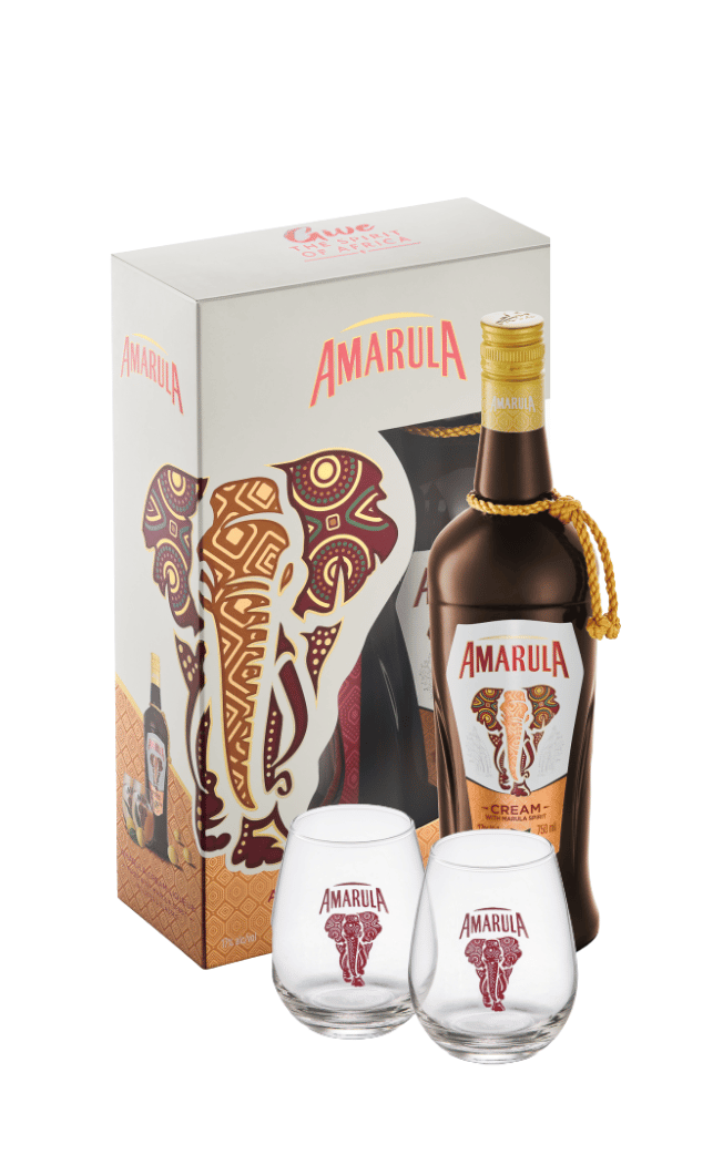AMARULA CREAM LIQUEUR 75CL + 2 GLASSES GIFT