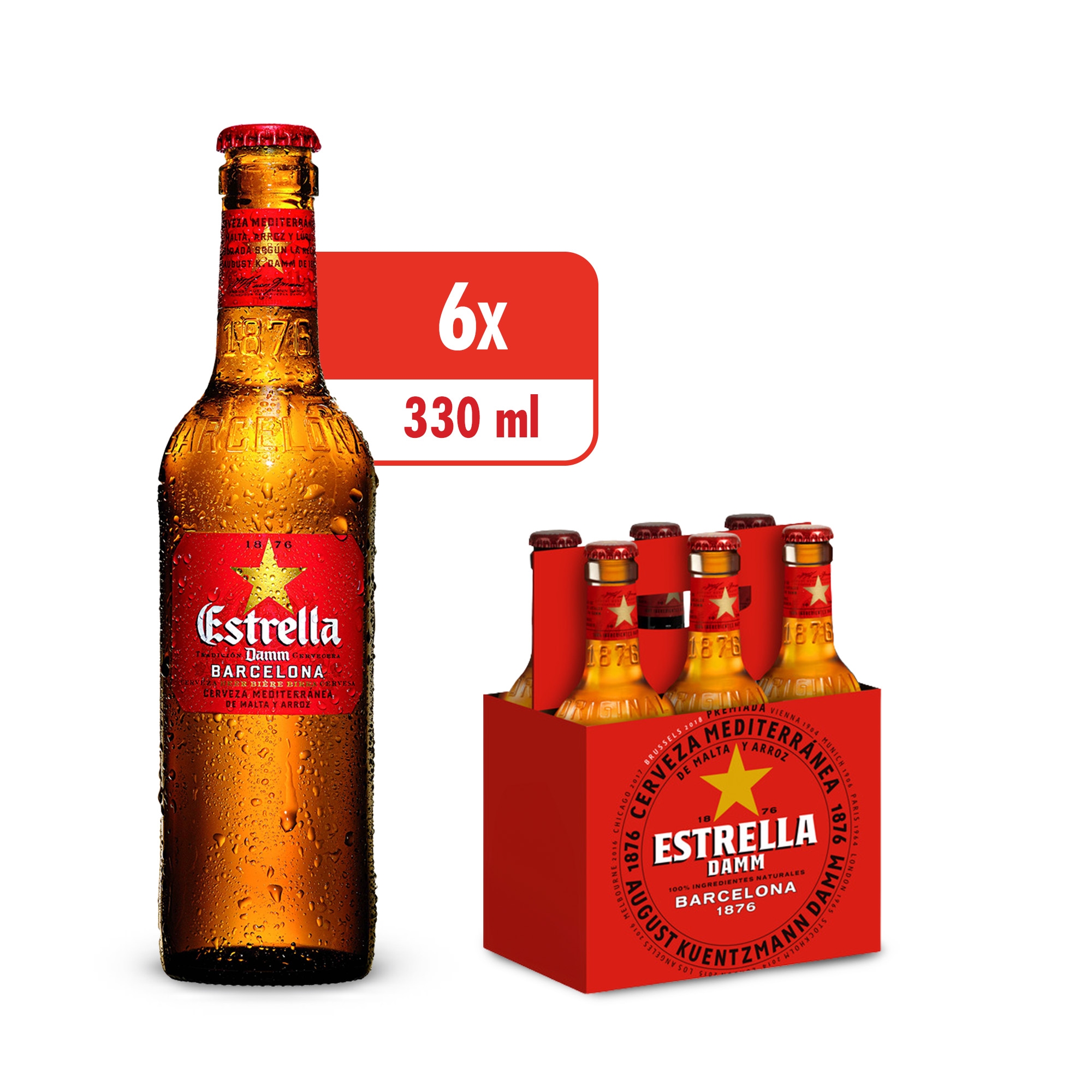 Estrella Damm Beer Bottle 6 x 330ML - Compare prices in UAE