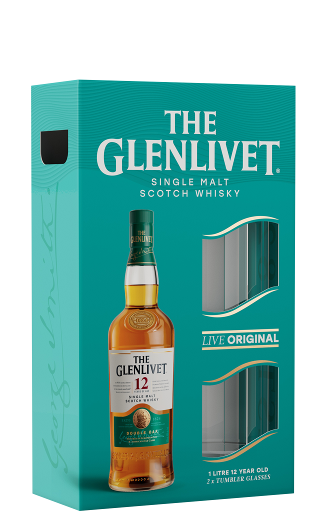 The Glenlivet 12 Year Old 1L & 2 Glassware Pack - Compare prices in UAE