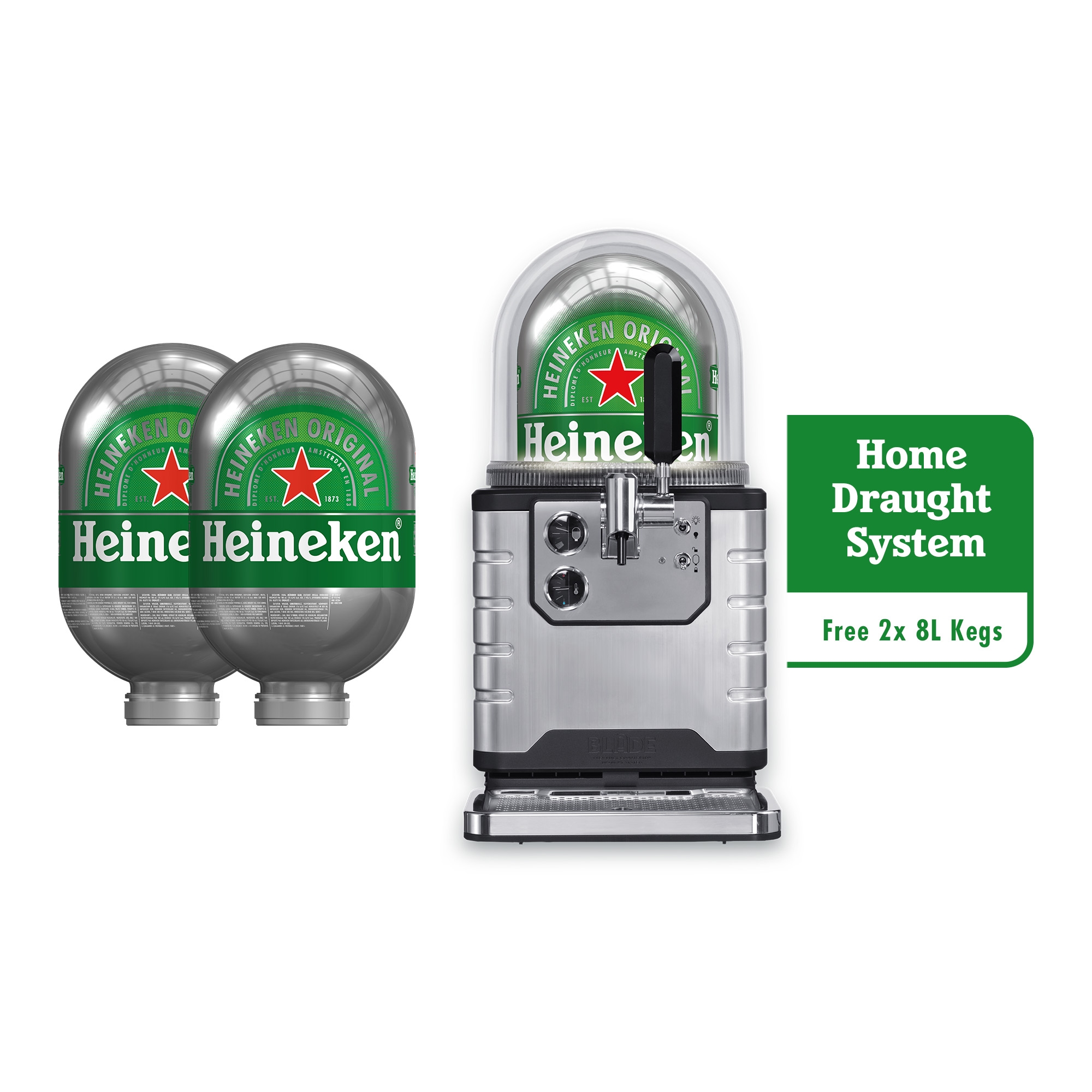 Heineken Blade Home Draught system. Free 2 x 8L Kegs