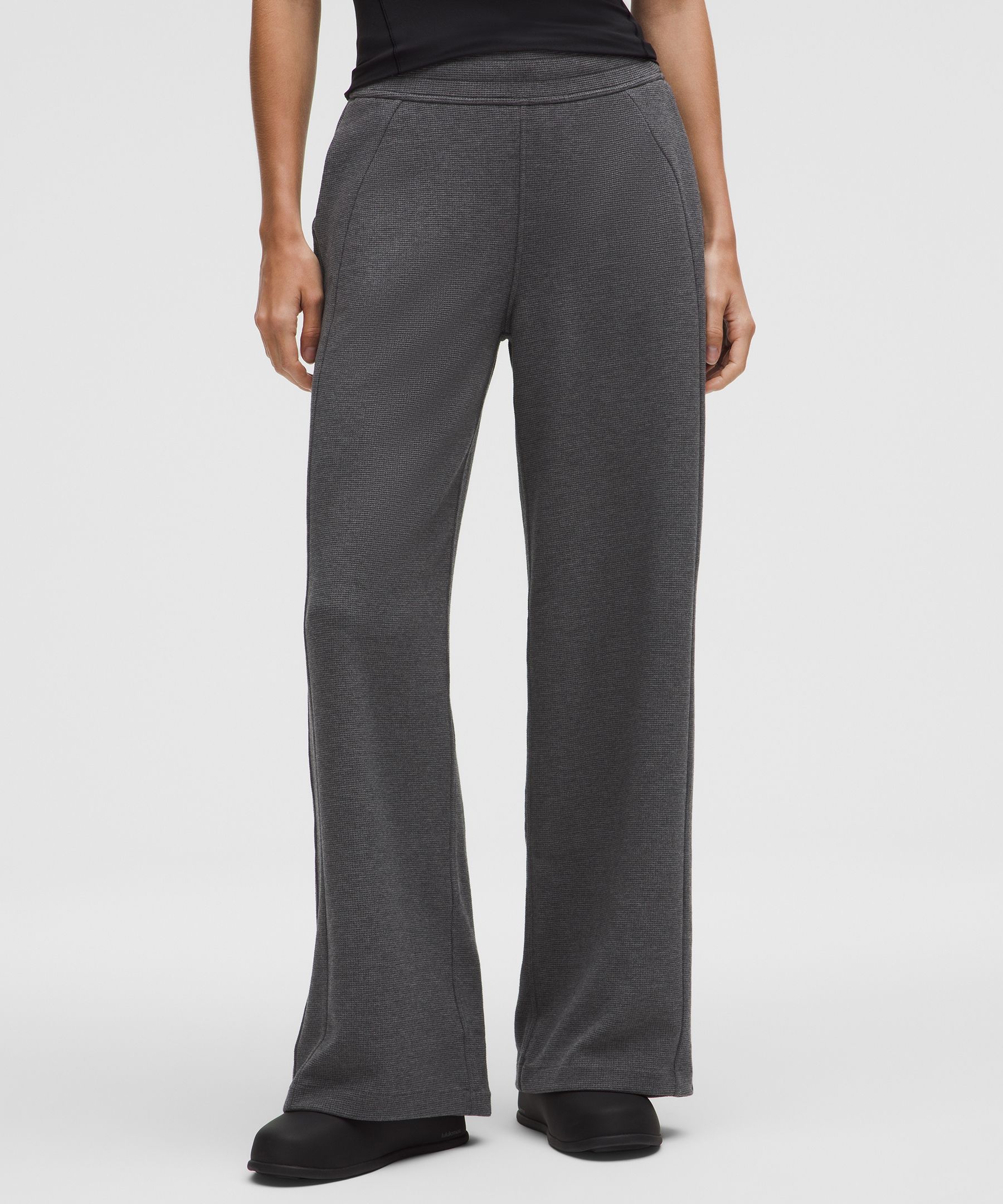 Scuba Mid-Rise Wide-Leg Pantolon Waffle hover