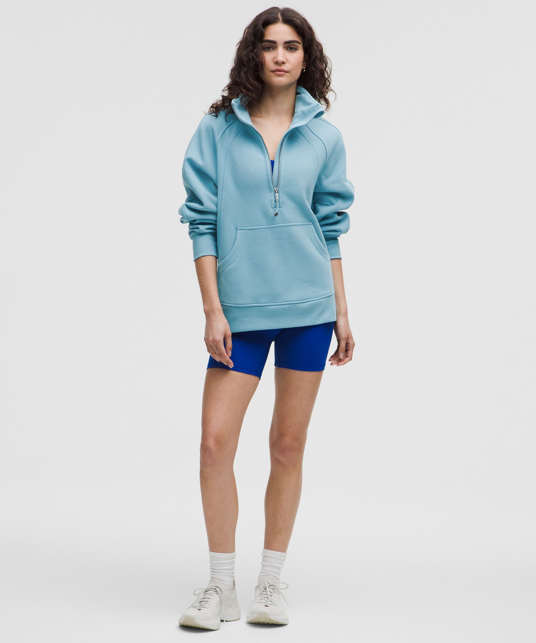 Scuba Oversize Yüksek Yaka Yarım Fermuarlı Sweatshirt hover