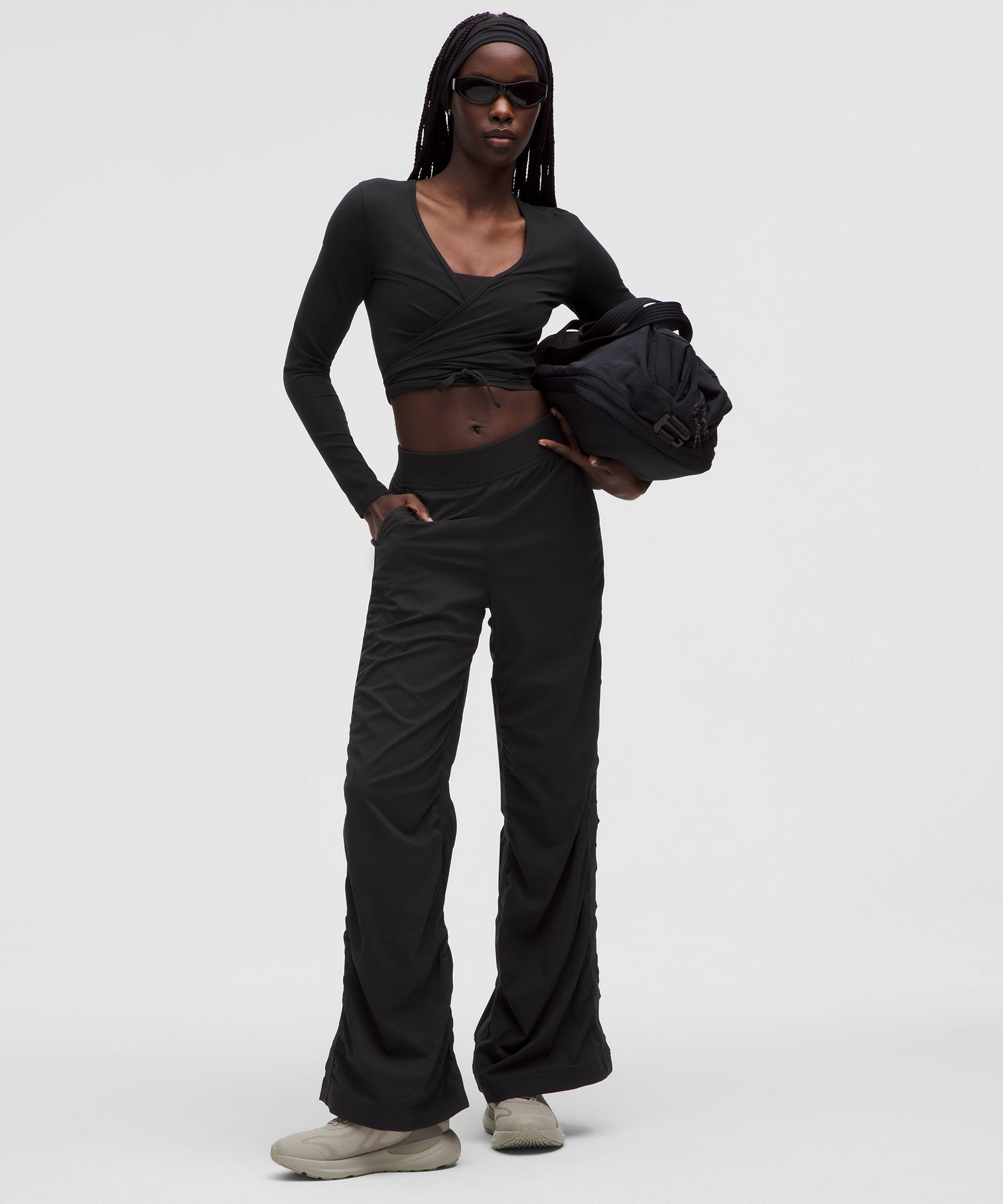 Ruched Wide-Leg High-Rise Pantolon hover