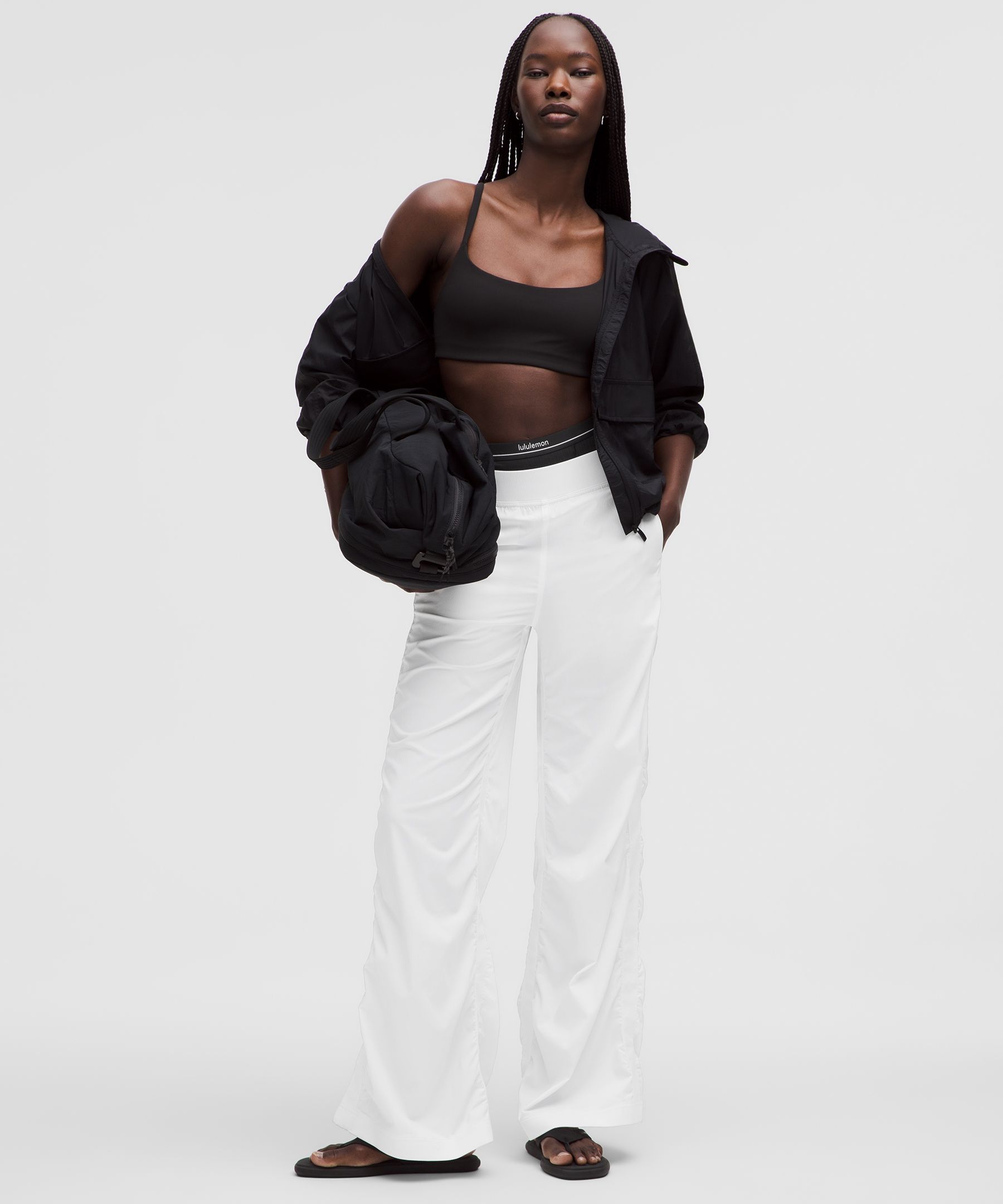 Ruched Wide-Leg High-Rise Pantolon hover